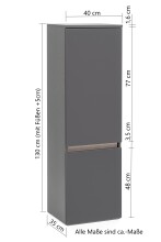 Midischrank >Villach< (B/H/T: 40x130x35 cm) in wotaneiche - 40x130x35 (BxHxT)