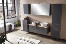 Seitenschrank >Villach< (B/H/T: 40x180x35 cm) in matt grau - 40x180x35 (BxHxT)