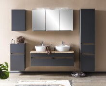 Seitenschrank >Villach< (B/H/T: 40x180x35 cm) in matt grau - 40x180x35 (BxHxT)
