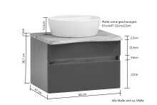 Waschtisch-Set >Villach< (B/H/T: 61x41x47 cm) in wotaneiche - 61x41x47 (BxHxT)