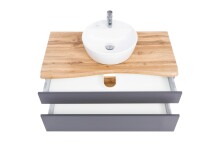 Waschtisch-Set >Villach< (B/H/T: 100x41x47 cm) in matt grau - 100x41x47 (BxHxT)