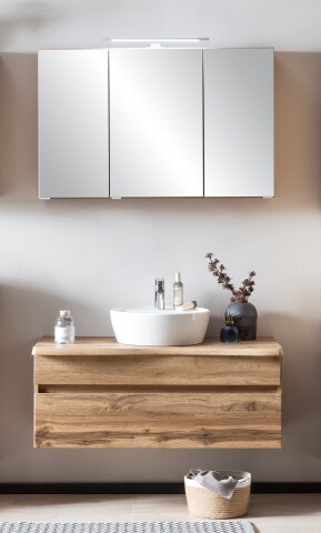 Waschtisch-Set >Villach< (B/H/T: 100x200x47 cm) in wotaneiche aus MDF