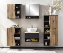 Hängeschrank >Kaprun< (B/H/T: 60x64x20 cm) in graphit aus MDF - 60x64x20 (BxHxT)