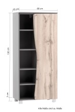 Midischrank >Kaprun< (B/H/T: 60x130x35 cm) in wotaneiche - 60x130x35 (BxHxT)