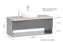 Waschtisch-Set >Kaprun< (B/H/T: 101x55x47 cm) in graphit - 101x55x47 (BxHxT)