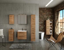 Waschbeckenunterschrank >Manchester< (B/H/T: 30x79x35 cm) in wotaneiche aus MDF