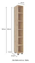 Seitenschrank >Manchester< (B/H/T: 25x180x33 cm) in wotaneiche aus MDF
