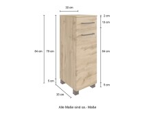 Waschtisch-Set >Manchester< (B/H/T: 130x200x50 cm) in wotaneiche aus MDF