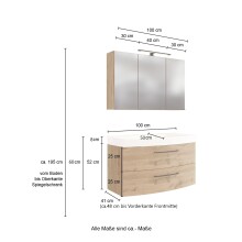 Waschtisch-Set >Manchester< (B/H/T: 160x200x50 cm) in wotaneiche aus MDF