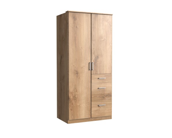 Kleiderschrank >Click< (B/H/T: 90x198x58 cm) in Plankeneiche-Nachbildung