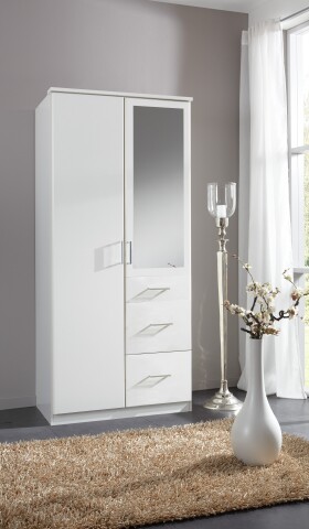 Kleiderschrank >Click< (B/H/T: 90x198x58 cm) in Weiß - 90x198x58cm (BxHxT)