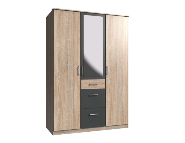 Kleiderschrank >Click< (B/H/T: 135x198x58 cm) in Eiche-Sägerau-Nachbildung