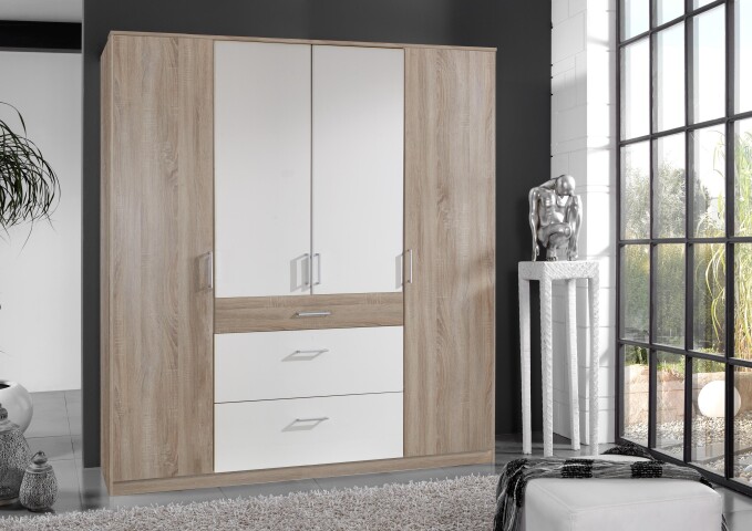 Kleiderschrank >Click< (B/H/T: 180x198x58 cm) in Eiche-Sägerau-Nachbildung