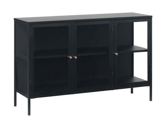 Vitrine >CARMEL< (B/H/T: 132x85x40 cm) in Metall Schwarz Lackiert