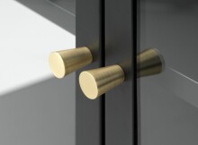 Vitrine >CARMEL< (B/H/T: 170x85x40 cm) in Metall Schwarz Lackiert
