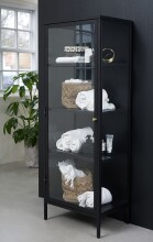 Vitrine >CARMEL< (B/H/T: 57x160x40 cm) in schwarz aus Metall - 57x160x40 (BxHxT)