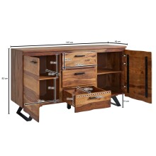 Sideboard >Nagercoil< (B/H/T: 145x82x45 cm) in Sheesham - 145x82x45 (BxHxT)