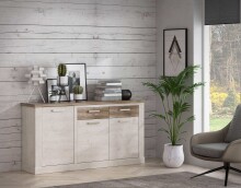 Sideboard >Duro< (BxHxT: 173,9x90,3x41,3 cm) Pinia Weiss mit Eiche Antik