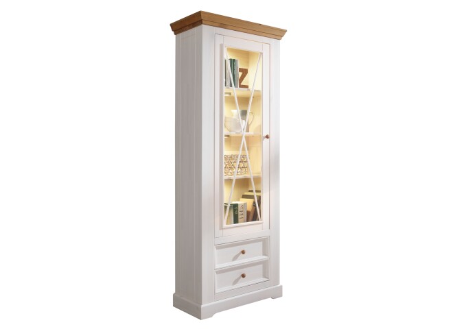 Vitrine >WZ-0133< (BxHxT: 79x214x42 cm) in weiß - 79x214x42 (BxHxT)
