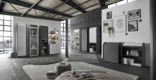 Jalousieschrank >Jalousieschrank< (BxHxT: 69x192x44 cm) weiß matt lack/graphit