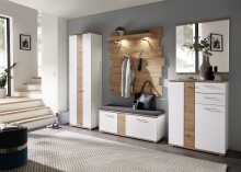 Schuhschrank >SIGNO II< (BxHxT: 80x106x38 cm) in Artisan/Weiß aus MDF
