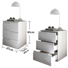 Nachtkommode >Spice< (BxHxT: 46x59x40 cm) in Weiß / Weiß Hochglanz