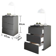 Nachtkommode >Spice< (BxHxT: 46x59x40 cm) in Graphit matt - 46x59x40cm (BxHxT)