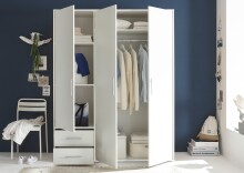 Kleiderschrank >Valencia< (BxHxT: 155x195x60 cm) in Weiß - 155x195x60cm (BxHxT)