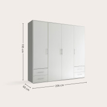 Kleiderschrank >Valencia< (BxHxT: 206x195x60 cm) in Weiß - 206x195x60cm (BxHxT)