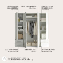 Kleiderschrank >Valencia< (BxHxT: 206x195x60 cm) in Weiß - 206x195x60cm (BxHxT)