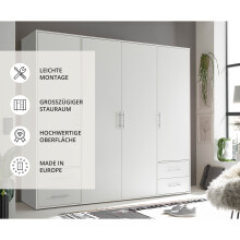 Kleiderschrank >Valencia< (BxHxT: 206x195x60 cm) in Weiß - 206x195x60cm (BxHxT)