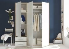 Kleiderschrank >Valencia< (BxHxT: 155x195x60 cm) in Sonoma Eiche / Weiß