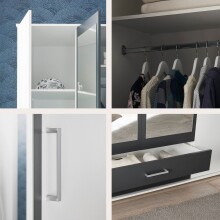 Kleiderschrank >Hanau< (BxHxT: 160x196x54 cm) in Weiß / Graphit