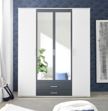 Kleiderschrank >Hanau< (BxHxT: 160x196x54 cm) in Weiß / Graphit