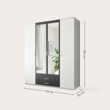 Kleiderschrank >Hanau< (BxHxT: 160x196x54 cm) in Weiß / Graphit