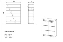 Kommode >M-402< (BxHxT: 90x120x36 cm) in weiss - 90x120x36cm (BxHxT)