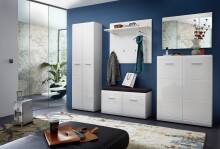 Garderobenschrank >M-402< (BxHxT: 59x197x37 cm) in weiss - 59x197x37cm (BxHxT)