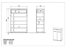 Kommode >M-392< (BxHxT: 75x108x37 cm) in braun - 75x108x37cm (BxHxT)