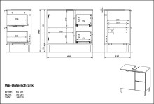 Waschbeckenunterschrank >M-415< (BxHxT: 60x56x34 cm) in anthrazit | weiss