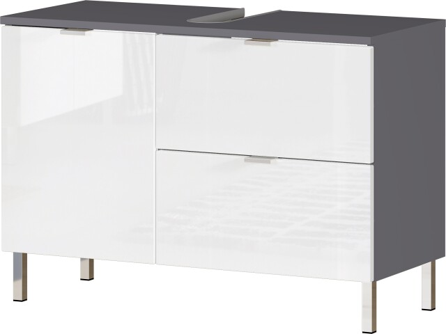 Waschbeckenunterschrank >M-415< (BxHxT: 80x56x34 cm) in anthrazit | weiss