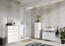 Midischrank >M-415< (BxHxT: 34x120x34 cm) in weiss - 34x120x34cm (BxHxT)