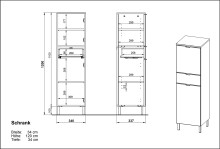 Midischrank >M-415< (BxHxT: 34x120x34 cm) in weiss - 34x120x34cm (BxHxT)
