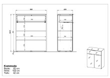 Kommode >M-404< (BxHxT: 83x102x42 cm) in weiss - 83x102x42cm (BxHxT)