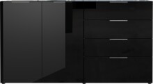 Sideboard >M-404< (BxHxT: 184x102x42 cm) in schwarz - 184x102x42cm (BxHxT)