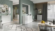 Sideboard >M-403< (BxHxT: 186x107x40 cm) in weiss - 186x107x40cm (BxHxT)