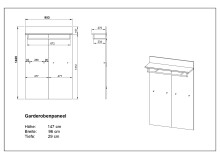 Garderobenpaneel >M-407< (BxHxT: 96x147x29 cm) in weiss | braun