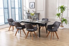 Stuhl >KLARA< (2er-Set) in grau aus Samt - 52x89x63,5cm (BxHxT)