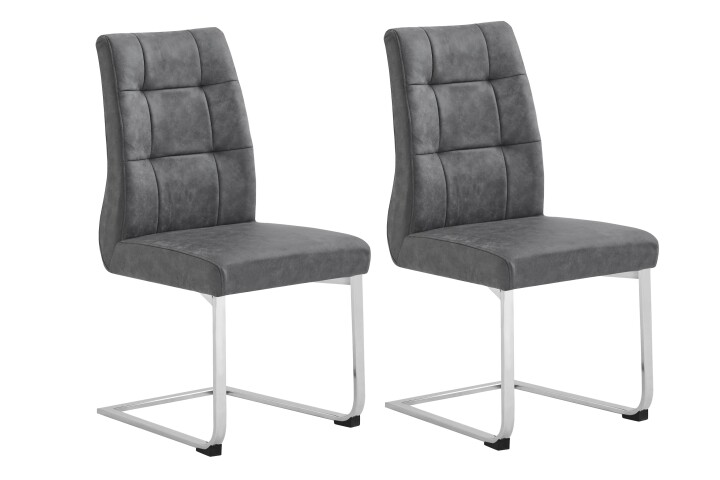 Esszimmerstuhl >MARLEN-XXL< (2er-Set) in grau aus Microfaser - 47x96x62 (BxHxT)