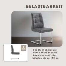 Esszimmerstuhl >MARLEN-XXL< (2er-Set) in grau aus Microfaser - 47x96x62 (BxHxT)