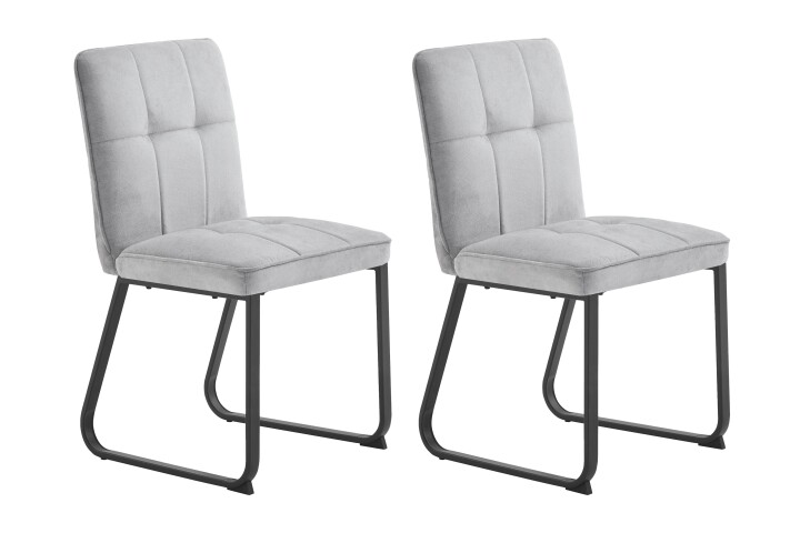 Stuhl >TALEA< (2er-Set) in hellgrau aus Microfaser - 47x88x59cm (BxHxT)